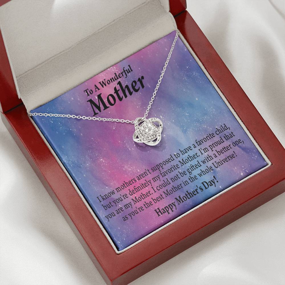 Best Mom In The Universe Happy Mother's Day Love Knot Cz Necklace Luxury Box
